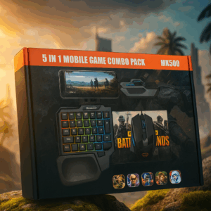 5-in-1 Mobile Gaming Combo – Keyboard, Mouse, Converter, Stand & Pad | Plug & Play